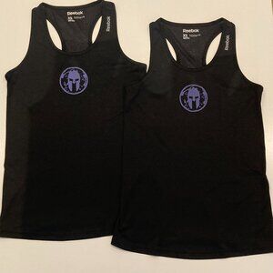 TWO XS Reebok Spartan Race Tank Tops - Black with Purple Spartan Logo